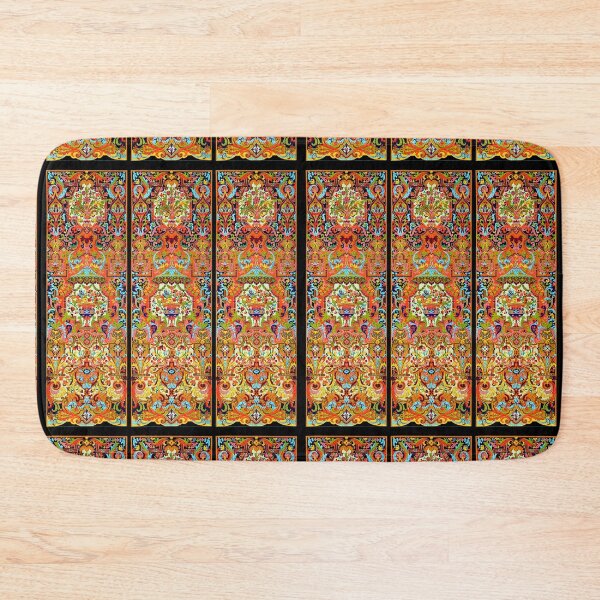 Item preview, Red Orange Black European Pattern 17th Century French designed and sold by RocketshipRetro.