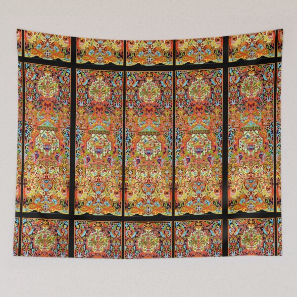 Item preview, Red Orange Black European Pattern 17th Century French designed and sold by RocketshipRetro.