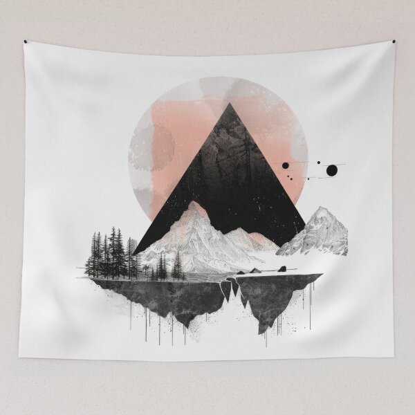 Item preview, Surreal Mountain Landscape with Floating Islands and Celestial Elements designed and sold by Retrocranio.