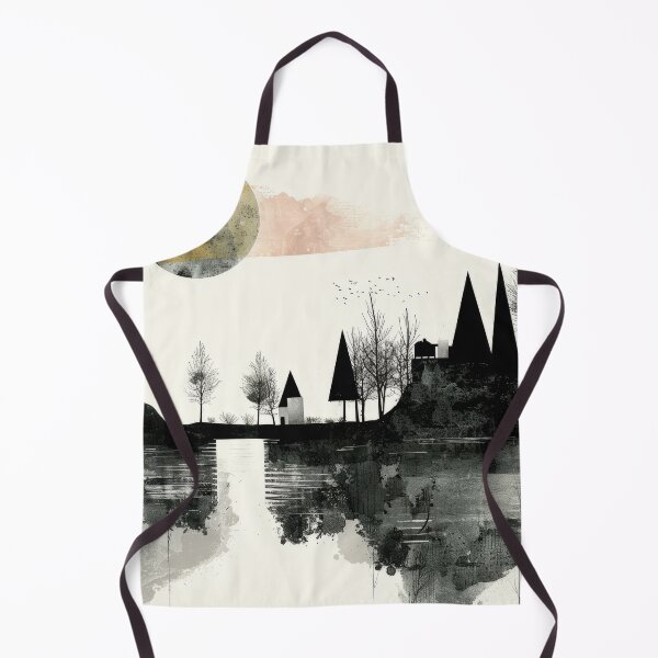 Item preview, Monochrome Reflections of Houses and Trees in a Surreal Waterscape designed and sold by Retrocranio.