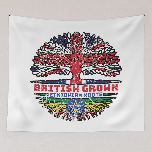 Item preview, Ethiopia Ethiopian Uk United Kingdom British Tree Roots Flag designed and sold by FlagX.