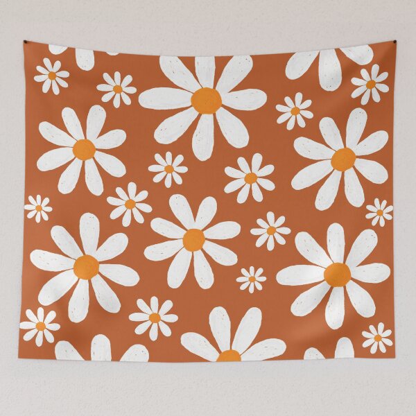 Item preview, Retro 70s Daisy Flower Botanical Pattern designed and sold by DesignsArtColor.