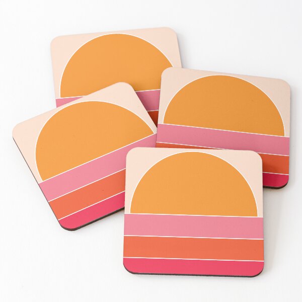 Item preview, Retro 60s and 70s style waves design in pink, fuchsia, orange and mustard designed and sold by DesignsArtColor.