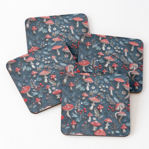 Item preview, Red amanita muscaria mushrooms 3d effect pattern - goblincore aesthetic designed and sold by Fantasy Cache.