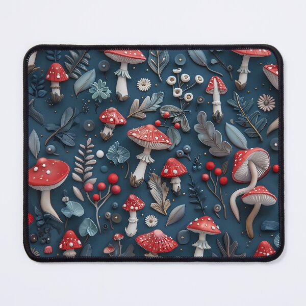 Item preview, Red amanita muscaria mushrooms 3d effect pattern - goblincore aesthetic designed and sold by Fantasy Cache.
