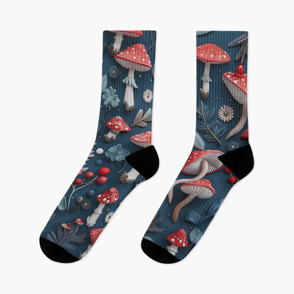 Item preview, Red amanita muscaria mushrooms 3d effect pattern - goblincore aesthetic designed and sold by Fantasy Cache.