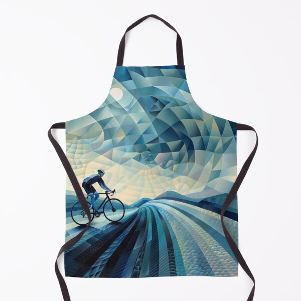 Item preview, Cyclist pedalling through a geometrically patterned landscape Active Outdoors Inspired Art designed and sold by CDC40.