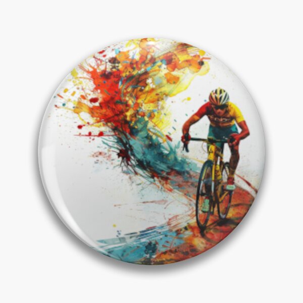 Item preview, Cyclist kicking splashes colour winding road Active Outdoors Inspired Art designed and sold by CDC40.