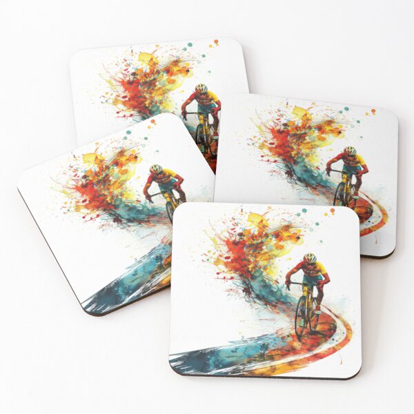 Item preview, Cyclist kicking splashes colour winding road Active Outdoors Inspired Art designed and sold by CDC40.