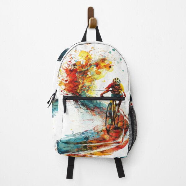 Item preview, Cyclist kicking splashes colour winding road Active Outdoors Inspired Art designed and sold by CDC40.