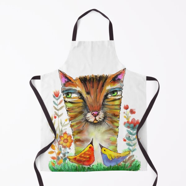 Item preview, Aloof Feline Serenity: Tranquil Gaze Among Vibrant Birds designed and sold by adriaquart.