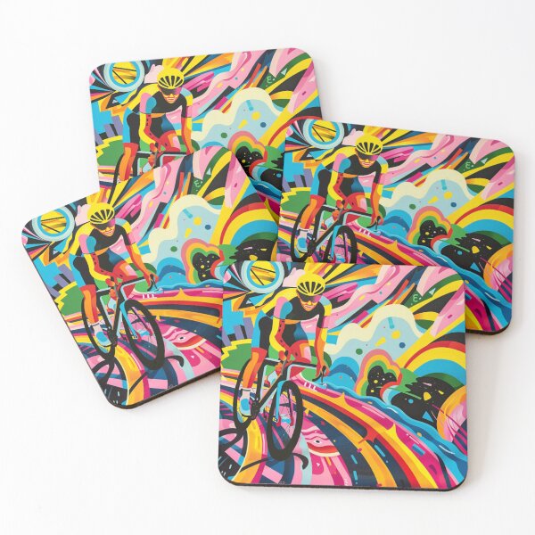 Item preview, Psychedelic cycling scene bold colours Active Outdoors Inspired Art designed and sold by CDC40.