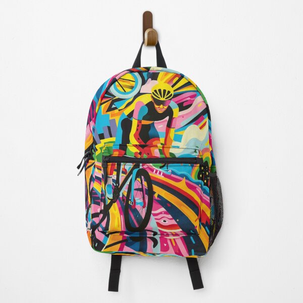 Item preview, Psychedelic cycling scene bold colours Active Outdoors Inspired Art designed and sold by CDC40.