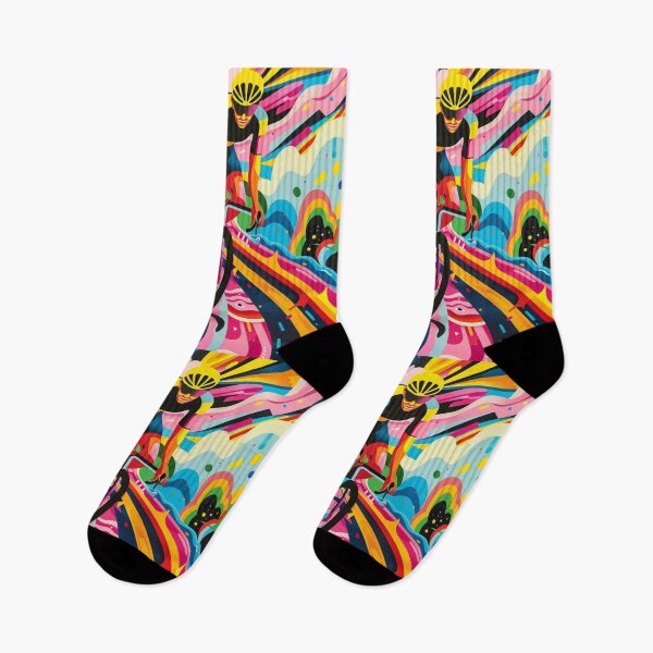 Item preview, Psychedelic cycling scene bold colours Active Outdoors Inspired Art designed and sold by CDC40.