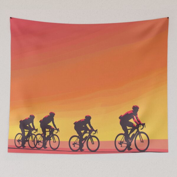 Item preview, Sunset gradient backdrop cyclists riding Active Outdoors Inspired Art designed and sold by CDC40.