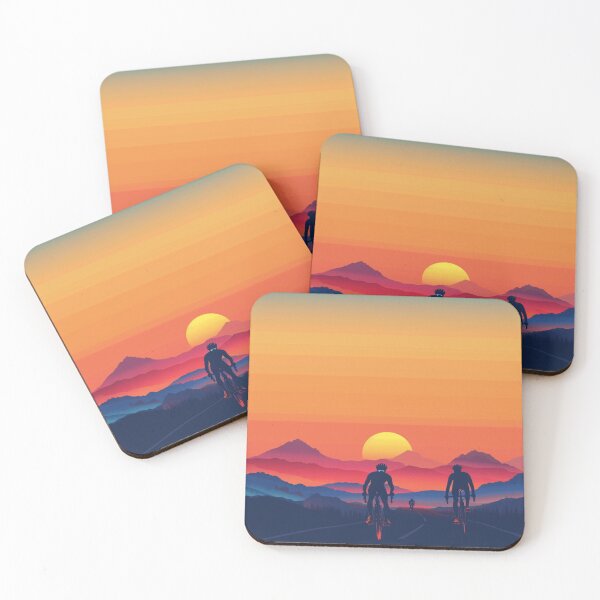 Item preview, Sunset gradient backdrop cyclists riding Active Outdoors Inspired Art designed and sold by CDC40.