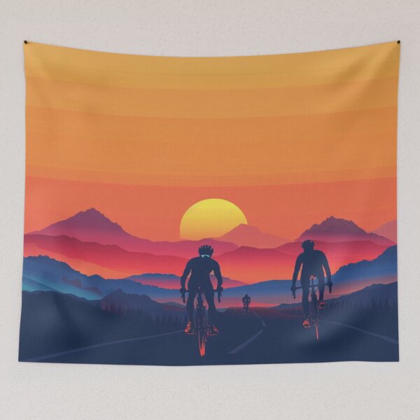 Item preview, Sunset gradient backdrop cyclists riding Active Outdoors Inspired Art designed and sold by CDC40.