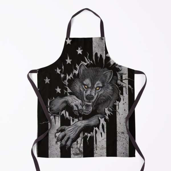 Item preview, Werewolf Ripping Shirt - Unique Graphic Tee with American Flag Background designed and sold by HOMEDESIGNPRINT.