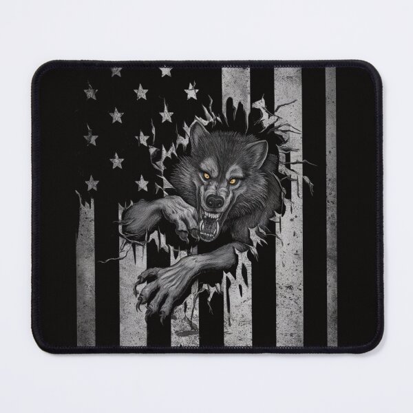 Item preview, Werewolf Ripping Shirt - Unique Graphic Tee with American Flag Background designed and sold by HOMEDESIGNPRINT.