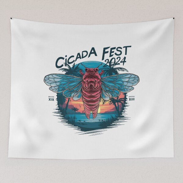 Item preview, "Cicada Fest 2024 Brood XIX & XIII" T-Shirt - White Sunset Design designed and sold by AI-volution.