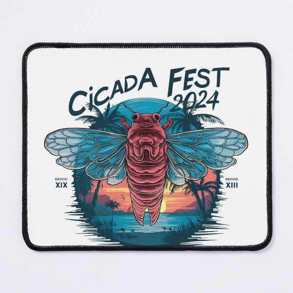 Item preview, "Cicada Fest 2024 Brood XIX & XIII" T-Shirt - White Sunset Design designed and sold by AI-volution.