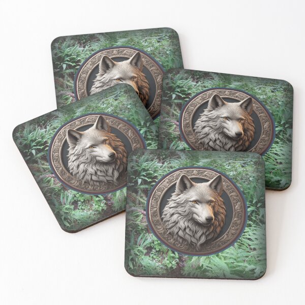 Item preview, Wolf Portrait in Baroque Wood Frame designed and sold by MoodyMuseArt.