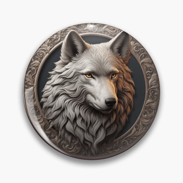 Artikelvorschau, Wolfsportrait im barocken Holzrahmen entworfen und verkauft von MoodyMuseArt.