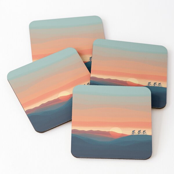 Item preview, Sunset gradient backdrop cyclists riding Active Outdoors Inspired Art designed and sold by CDC40.