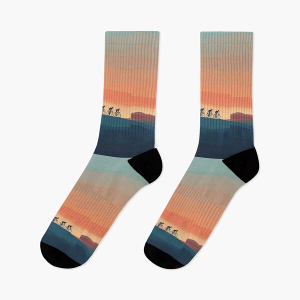 Item preview, Sunset gradient backdrop cyclists riding Active Outdoors Inspired Art designed and sold by CDC40.