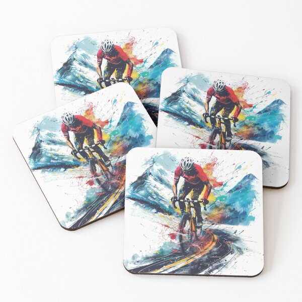 Item preview, Cyclist kicking splashes colour winding road Active Outdoors Inspired Art designed and sold by CDC40.