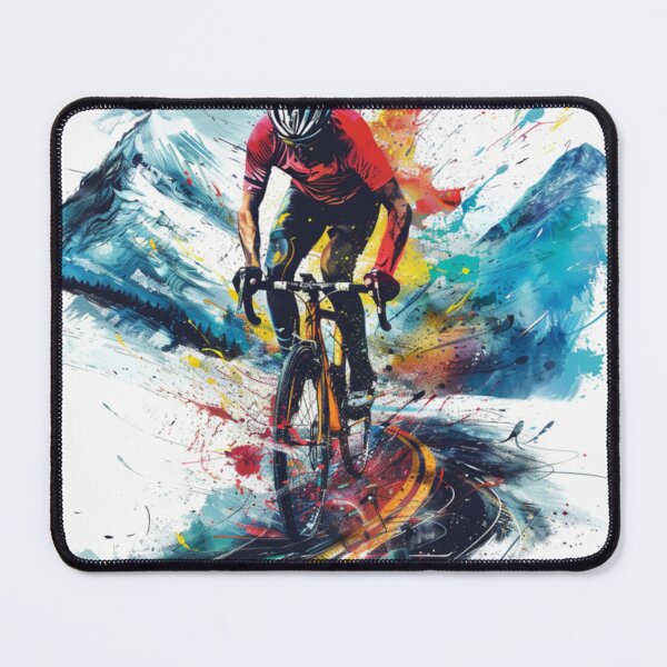 Item preview, Cyclist kicking splashes colour winding road Active Outdoors Inspired Art designed and sold by CDC40.