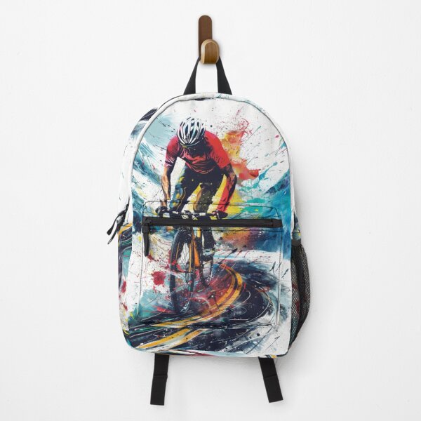 Item preview, Cyclist kicking splashes colour winding road Active Outdoors Inspired Art designed and sold by CDC40.