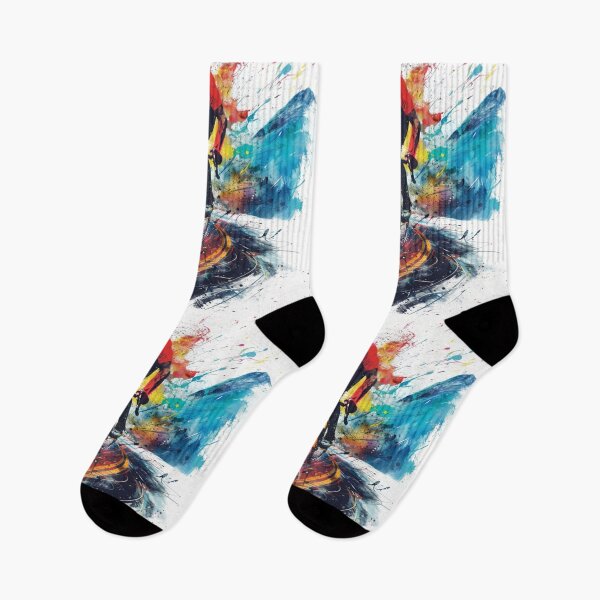 Item preview, Cyclist kicking splashes colour winding road Active Outdoors Inspired Art designed and sold by CDC40.