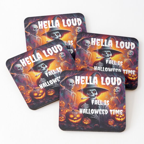 Item preview, Hell A Loud Fall is Halloweed Time- Halloween Fine Pop Art Smoking Skeleton Whimical designed and sold by Wolvescreate.