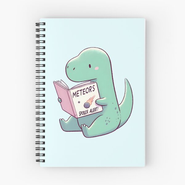 Item preview, Funny cute cartoon Dinosaur Reading Meteor Book Spoiler Alert  designed and sold by Unitepeople.