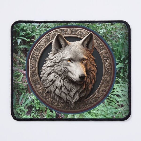 Item preview, Wolf Portrait in Baroque Wood Frame designed and sold by MoodyMuseArt.