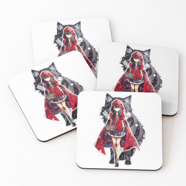 Item preview, Little Red Hood Crayon Design. Anime girl Red Riding Hood and the Wolf designed and sold by Anastasiia Yurevych.