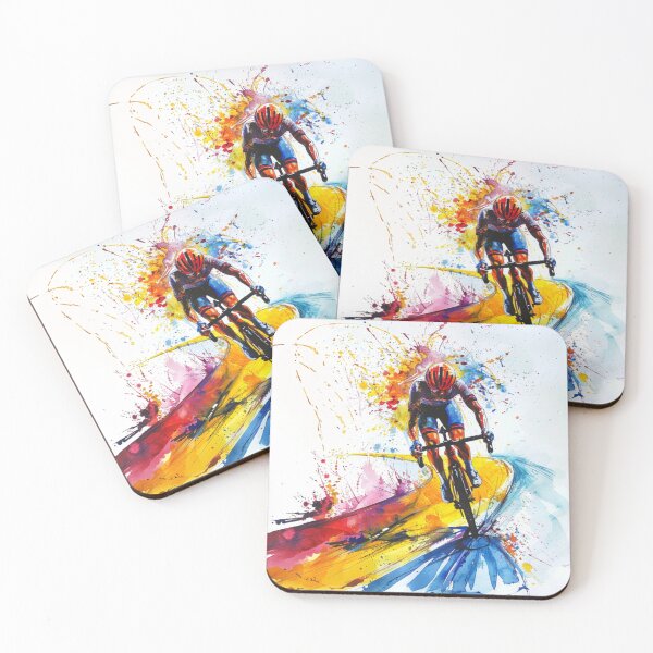 Item preview, Cyclist kicking splashes colour winding road Active Outdoors Inspired Art designed and sold by CDC40.