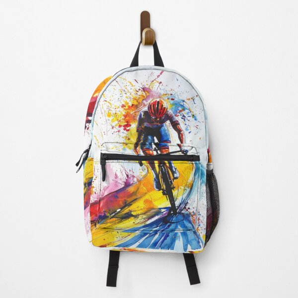 Item preview, Cyclist kicking splashes colour winding road Active Outdoors Inspired Art designed and sold by CDC40.