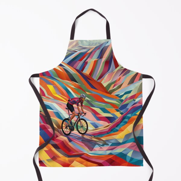 Item preview, Cyclist pedalling through a geometrically patterned landscape Active Outdoors Inspired Art designed and sold by CDC40.