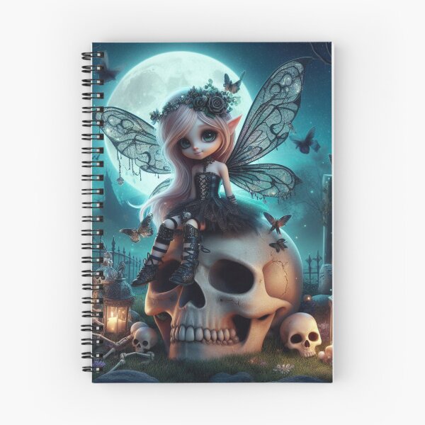 Aperçu de l'œuvre a cute gothic fairy sitting on a skull in a graveyard 2 créée et vendue par NightmareDream.