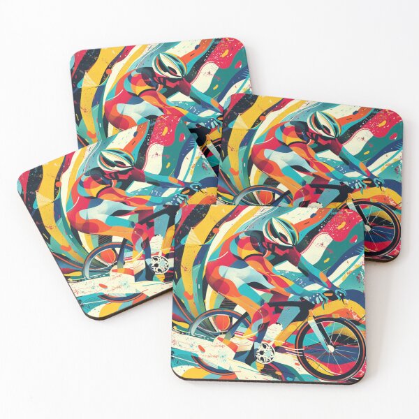 Item preview, Psychedelic cycling scene bold colours Active Outdoors Inspired Art designed and sold by CDC40.