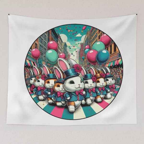 Item preview, bunnies balloon parade Easter Funny animals    designed and sold by Expressions-Sel.