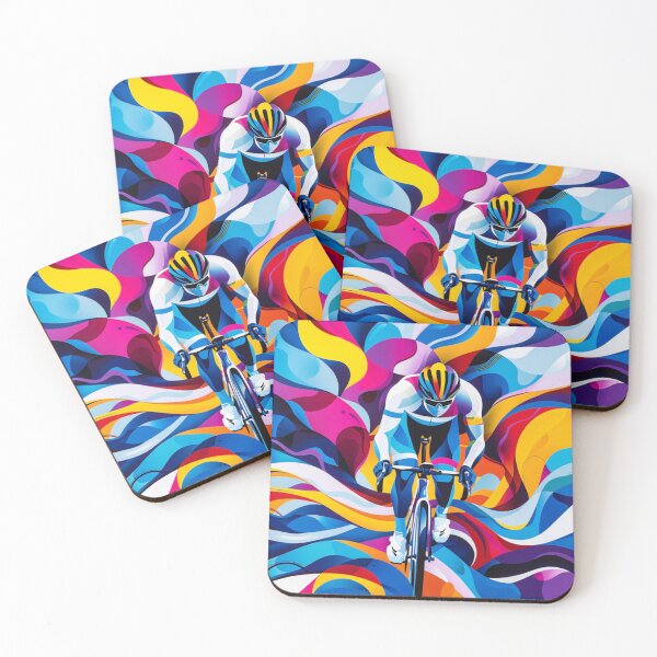 Item preview, Psychedelic cycling scene bold colours Active Outdoors Inspired Art designed and sold by CDC40.