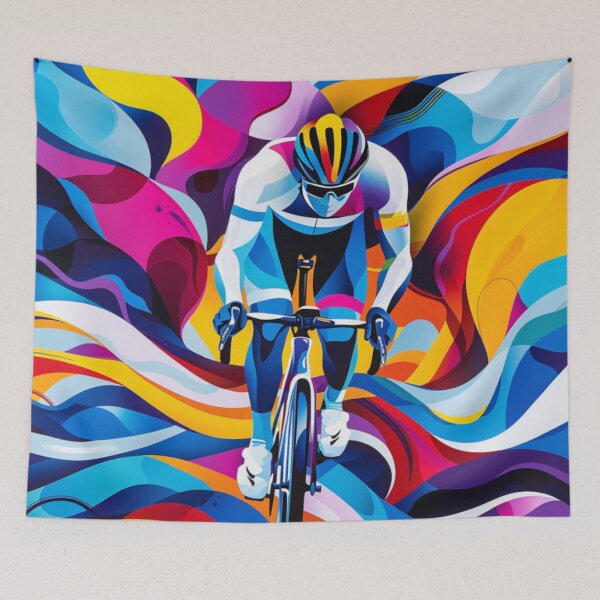 Item preview, Psychedelic cycling scene bold colours Active Outdoors Inspired Art designed and sold by CDC40.