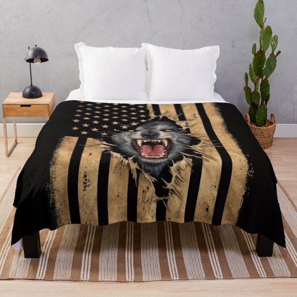 Item preview, Werewolf Ripping Shirt - Unique Graphic Tee with American Flag Background designed and sold by HOMEDESIGNPRINT.