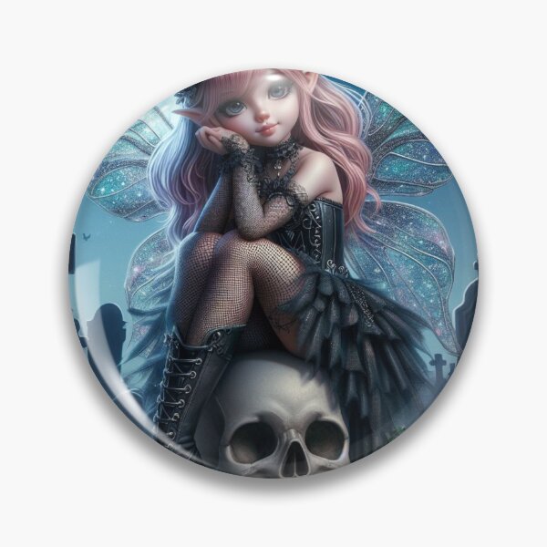 Aperçu de l'œuvre a cute gothic fairy sitting on a skull in a graveyard 9 créée et vendue par NightmareDream.