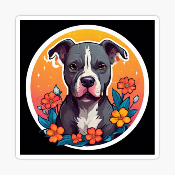 Item preview, Pitbull With Flowers Art designed and sold by Planetporridge.
