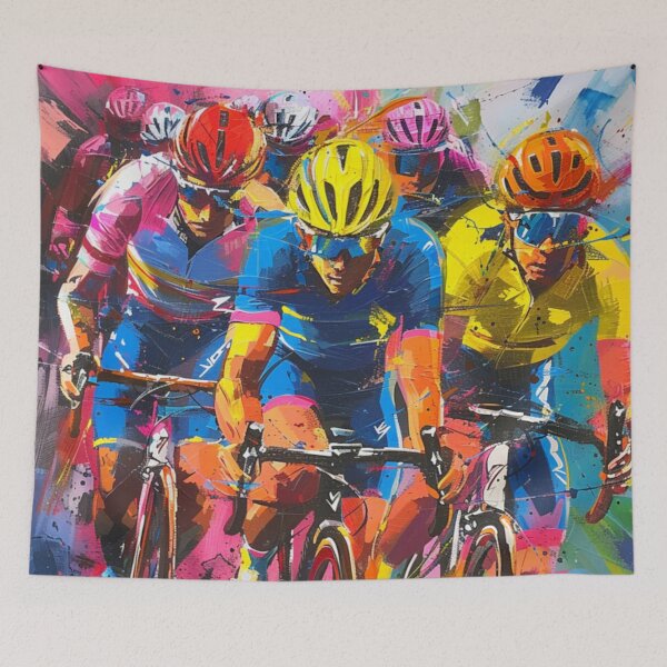 Item preview, Abstract depiction cyclists racing vibrant colours  Active Outdoors Inspired Art designed and sold by CDC40.