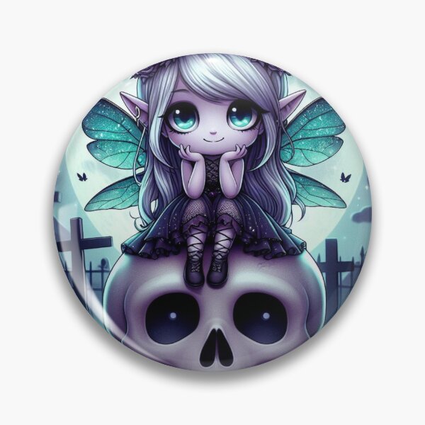 Artikelvorschau, a cute gothic fairy sitting on a skull in a graveyard 10 entworfen und verkauft von NightmareDream.